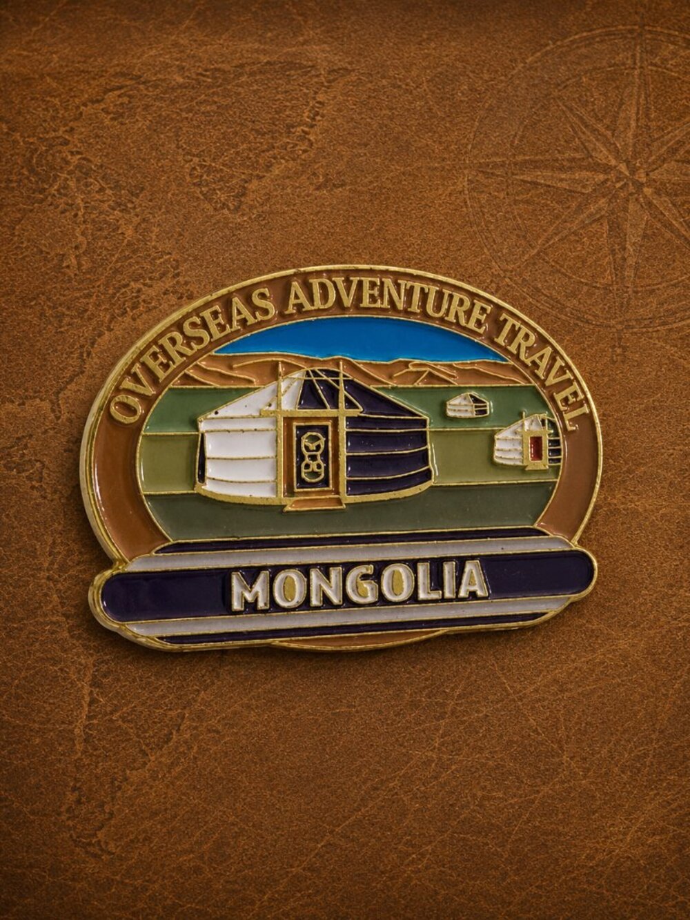 Mongolia Yurts Overseas Adventure Travel Vintage Lapel Pin